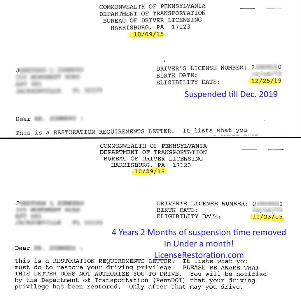 Restoration Requirements Letter From PennDOT License Restoration 